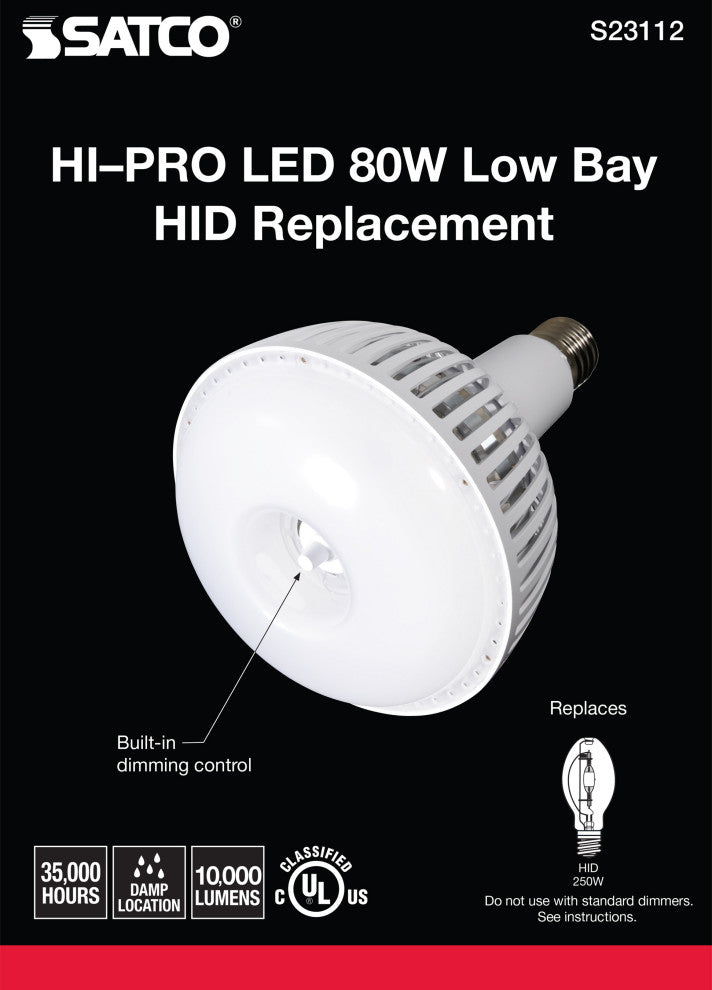 80W, LED HID Replacement, 4000K, Mogul extended Base, Type B Ballast Bypass