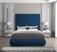 Brooke Linen Textured Fabric Upholstered Bed, Navy, King