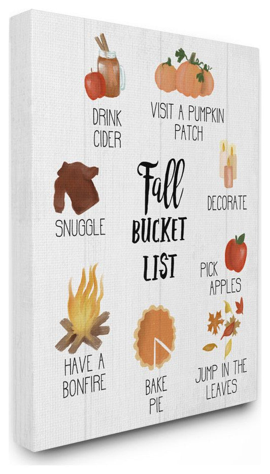 Stupell Industries Fall Bucket List Seasonal Food Autumn Word Design, 30"x40"