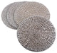 Natural Water Hyacinth Round Hand Woven Rattan Placemat, Set of 4, Silver