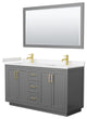 60"DBL Vanity Dark Gray, LV Carrara Cult. Top, Sinks, Gold Trim, 58"Mirror