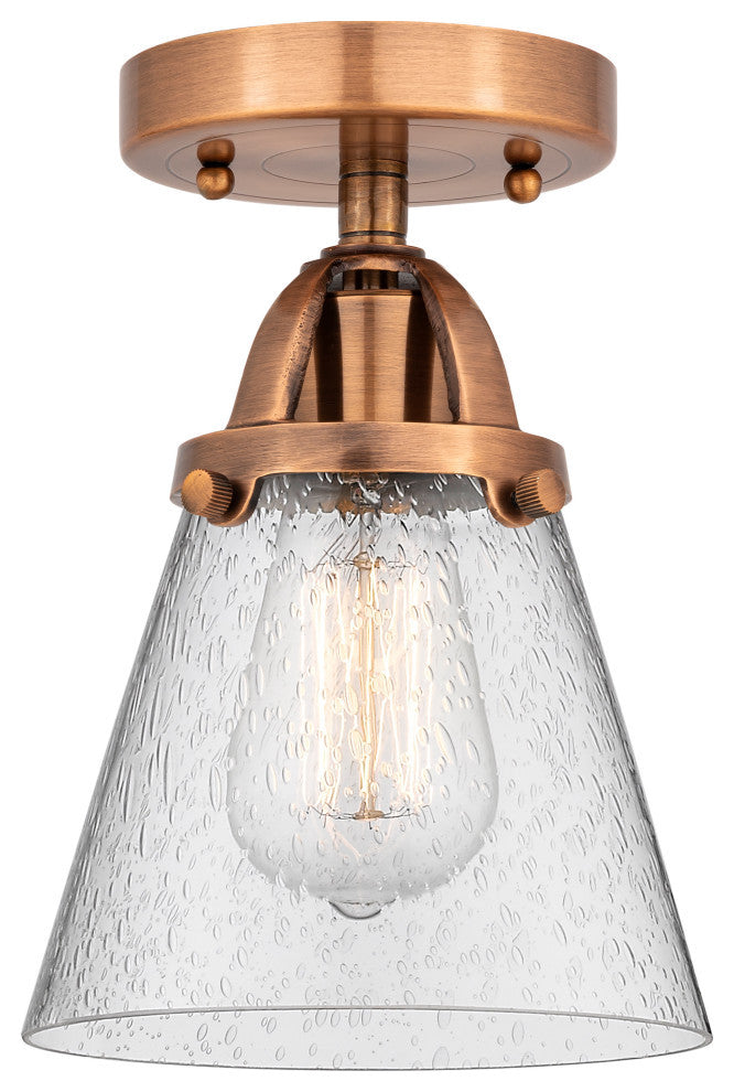 Small Cone Semi-Flush Mount, Antique Copper, Seedy, Seedy
