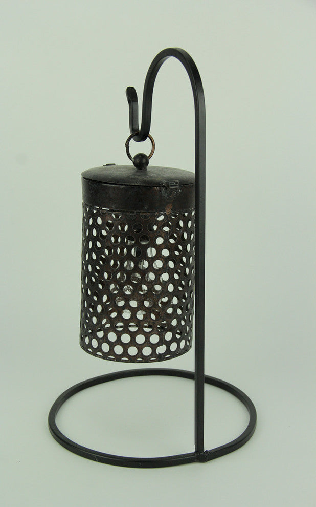 Black Metal Cage Hanging LED Accent Light with Stand