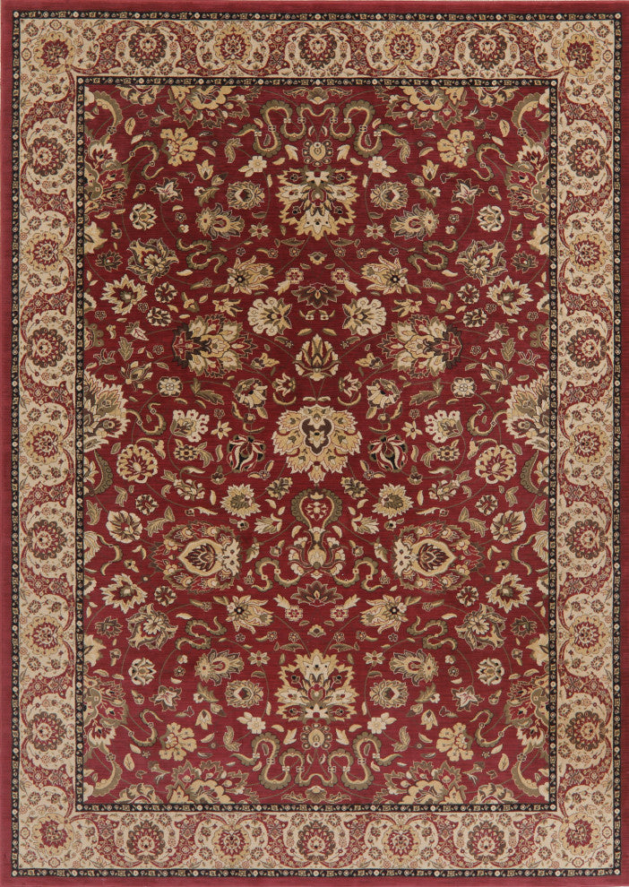 Oushak Oriental Traditional Turkish Carpet Bordered Area Rug, Red, 10'11"x7'10