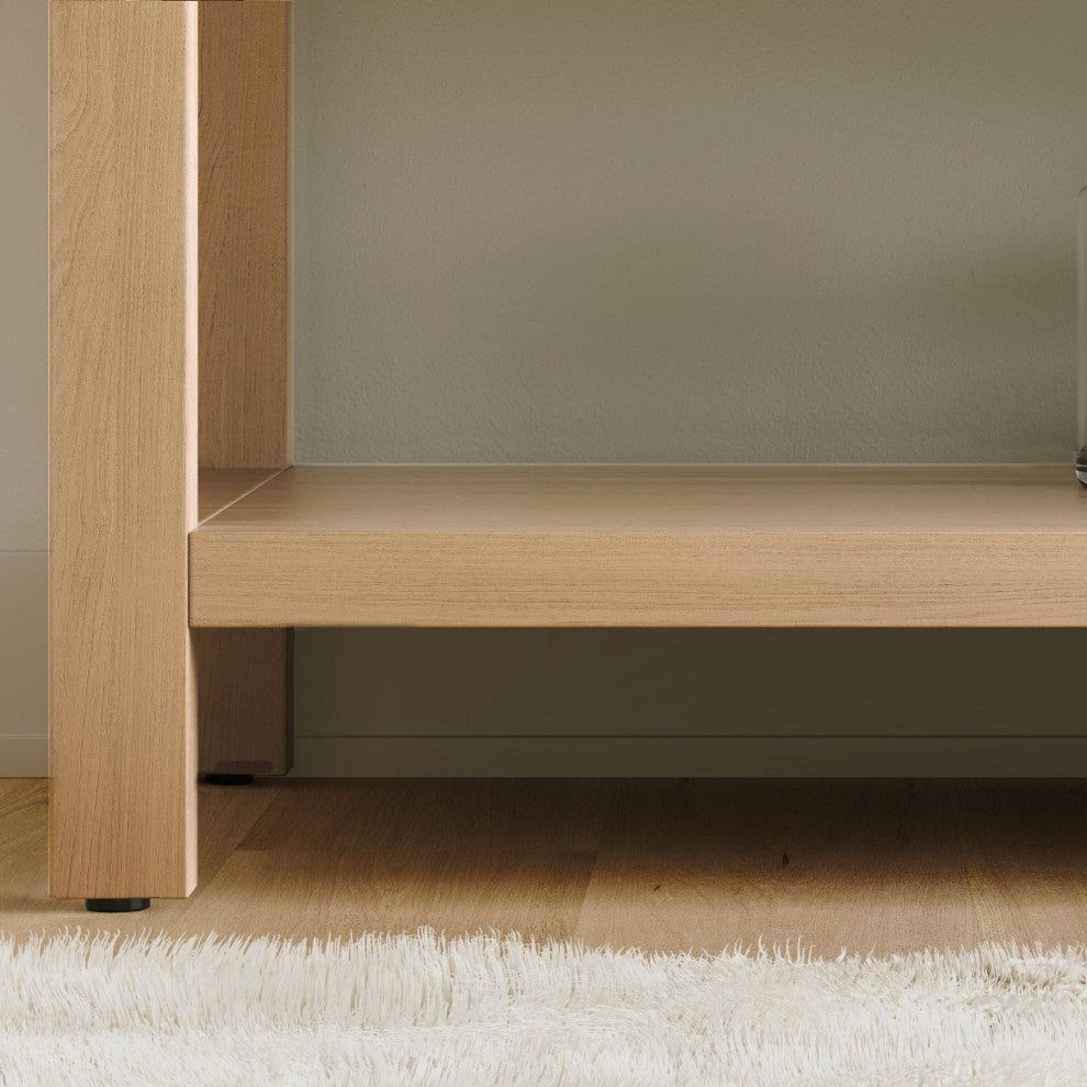 Shoji Bath Vanity, Whitewash Oak, 72", Double Sink, Freestanding