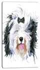 Funny Dog Head Black White, Animal Canvas Wall Art, 16"x32"