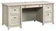 Farmhouse Desk, Wooden Top With Storage Drawers & Pull Handles, Chalked Chesnut