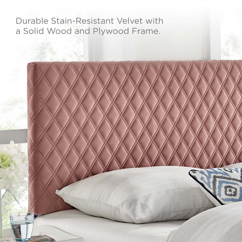 Headboard, King Size, Velvet, Pink, Modern Contemporary, Bedroom Master Suite