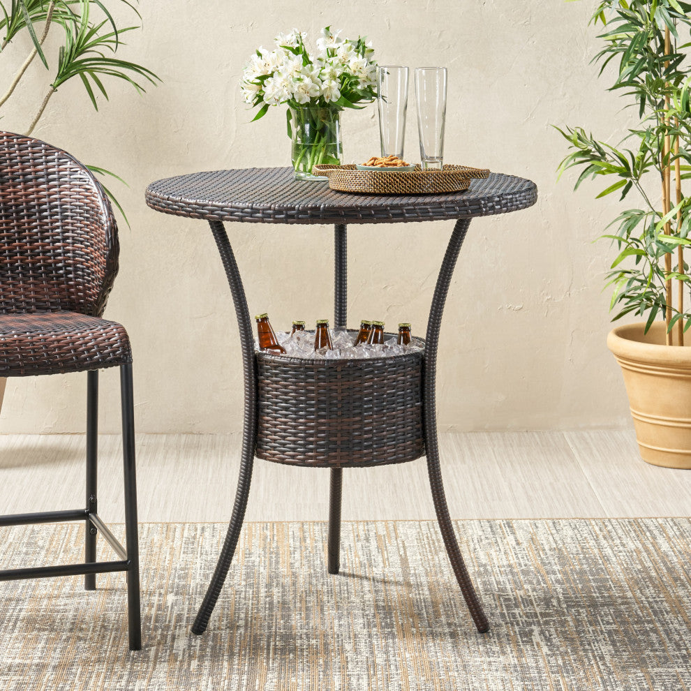 GDF Studio Tampa Bay Multi Brown Pe Table, Ice Pail