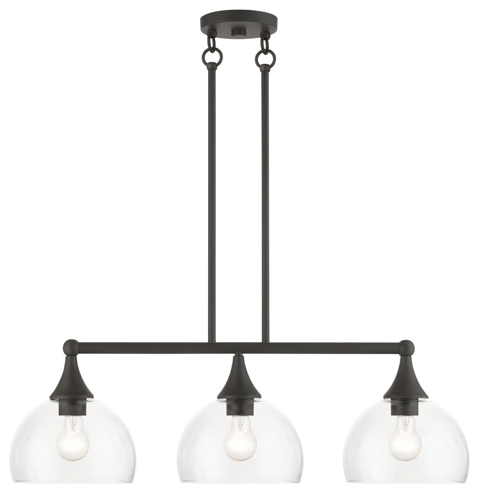 3 Light Bronze Linear Chandelier