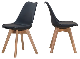 Mirage Mid Century Modern Side Chairs, Set of 2, Black