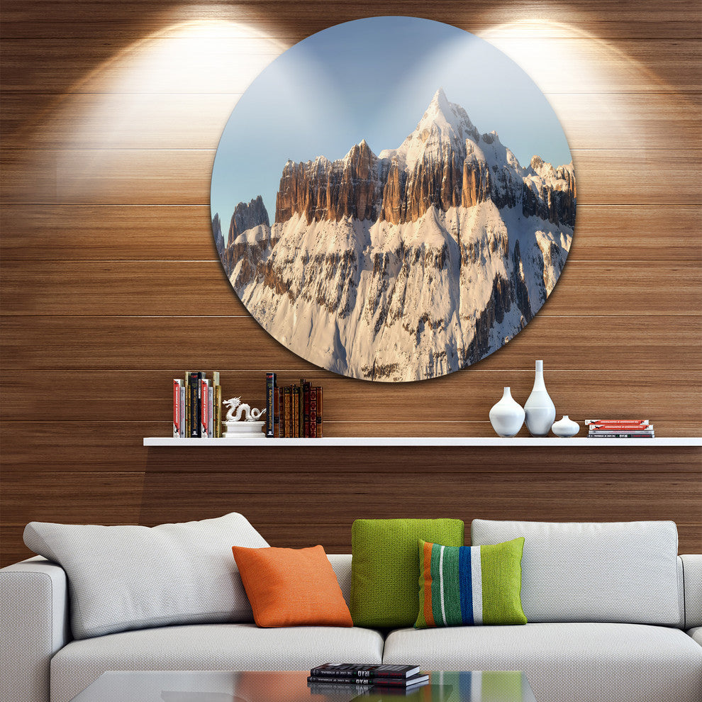 Overcast Sky Over Italian Alps, Landscape Round Metal Wall Art, 36"