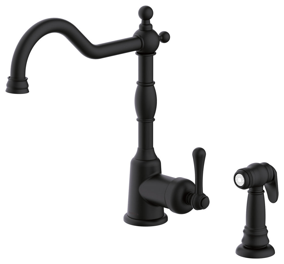 Opulence Single Handle Kitchen Faucet w/ Spray Chrome, Satin Black