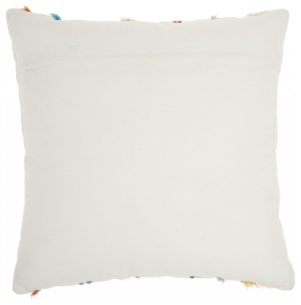 Multicolor Embroidered Stripe Throw Pillow