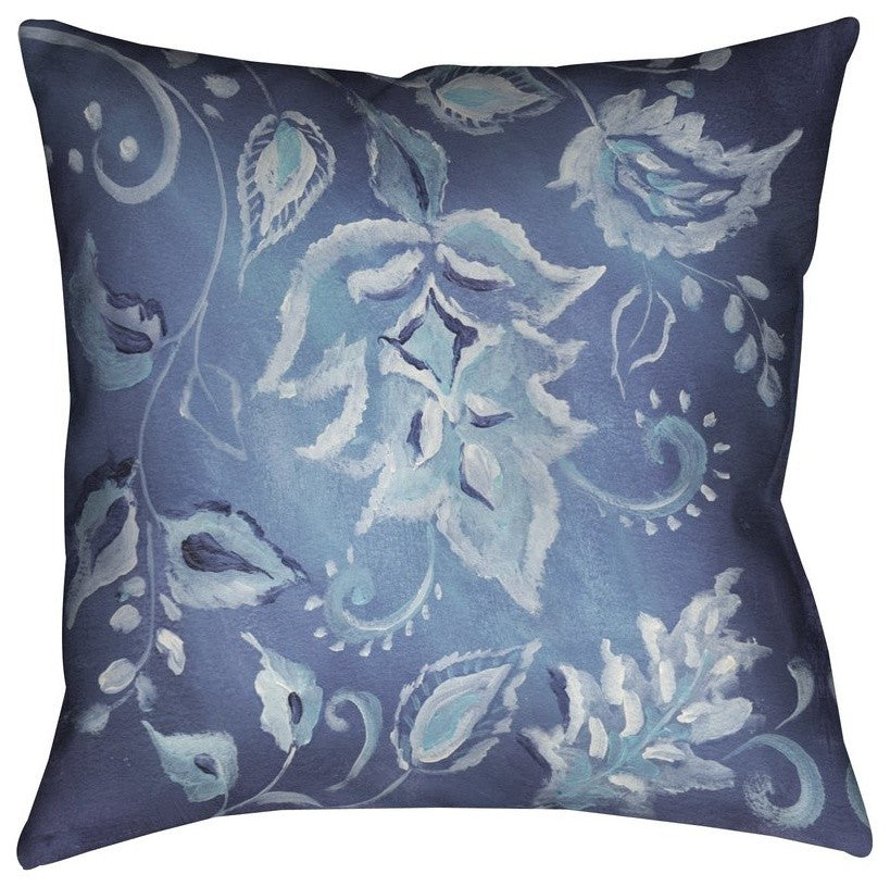 Laural Home Indigo Pattern II Outdoor Decorative Pillow, 20"x20"