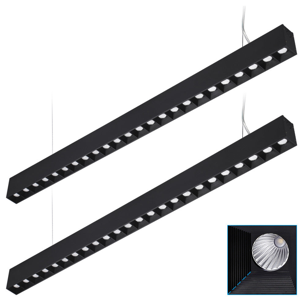 2 Pack 4FT LED Linear Light, Anti Glare Suspended Lighting Fixture, 4000K