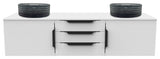 Wildsee Floating Vanity Set With Tempered Clear Glass Sink, Black, 60", White