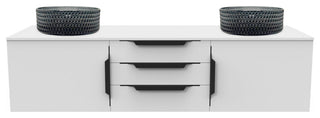 Wildsee Floating Vanity Set With Tempered Clear Glass Sink, Black, 60", White