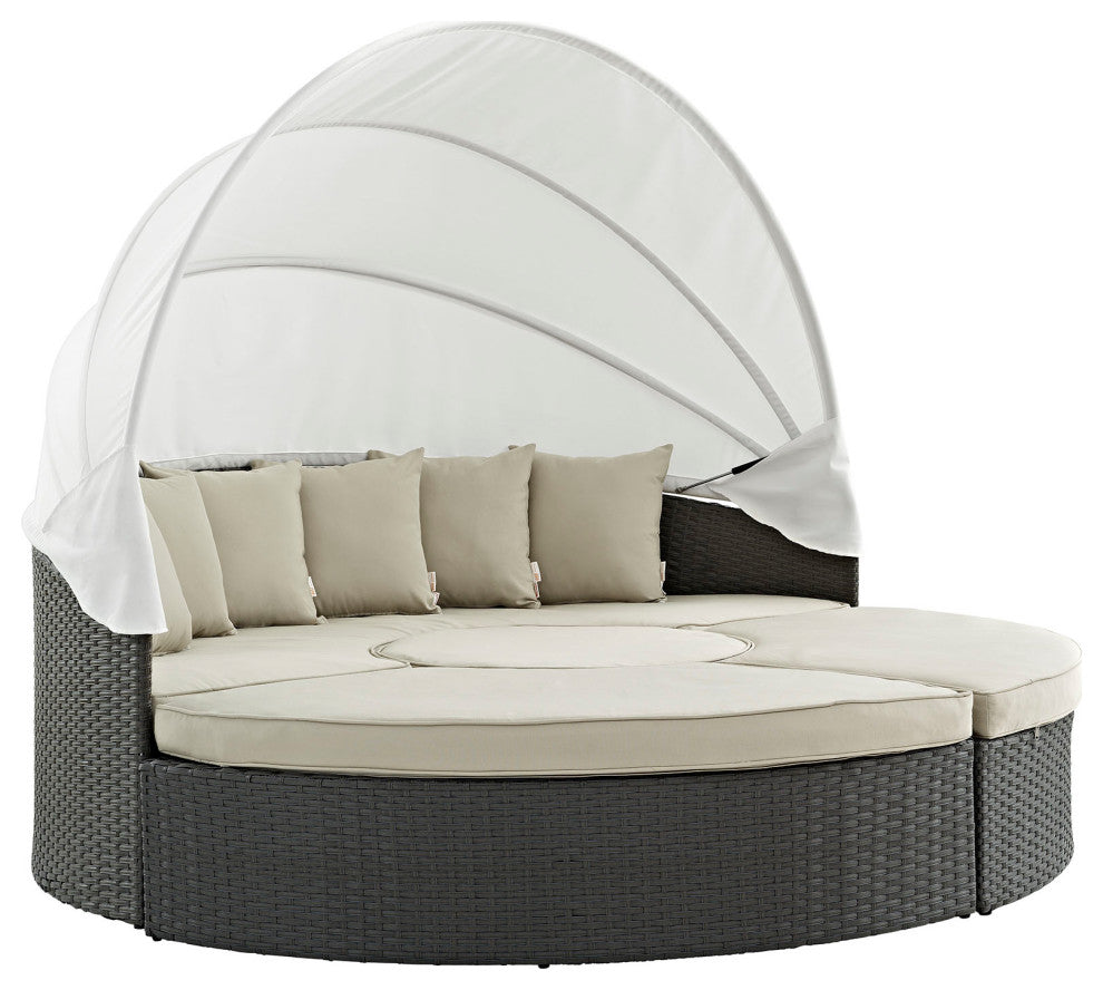 Modway Sojourn Outdoor Patio Sunbrella Daybed, Antique Canvas Beige