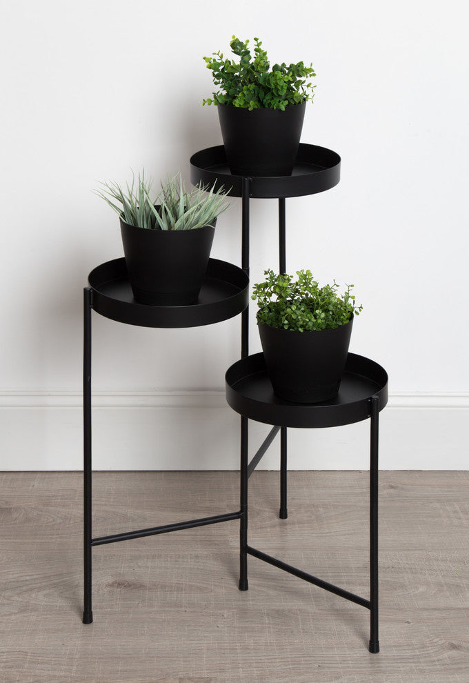 Finn Tri-Level Metal Plant Stand, Black
