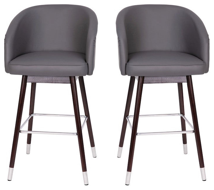 Margo Commercial Grade Mid-Back Barstool w/Beechwood Legs & Curved Back-Set of 2