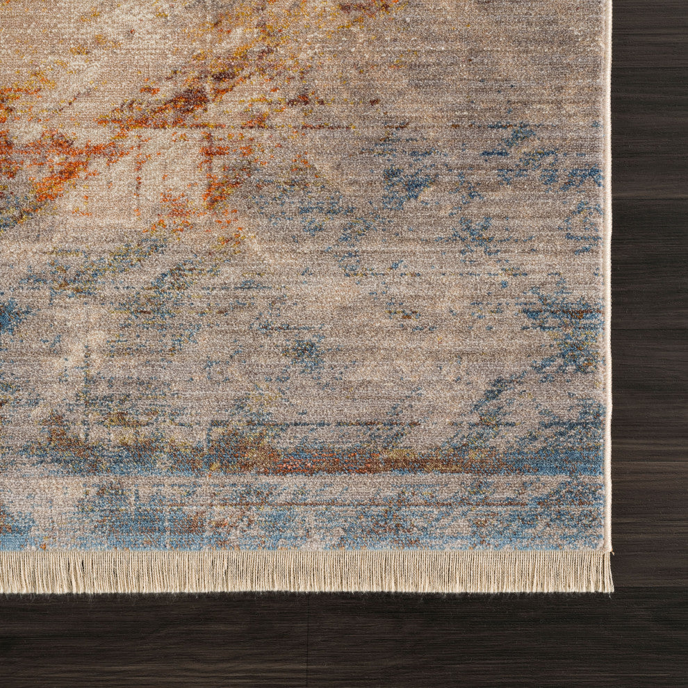 Distressed Geometric Area Rug, 2' X 6'