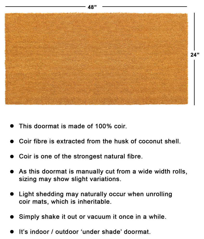 RugSmith Natural Machine Tufted Plain Doormat, 24" x 48"