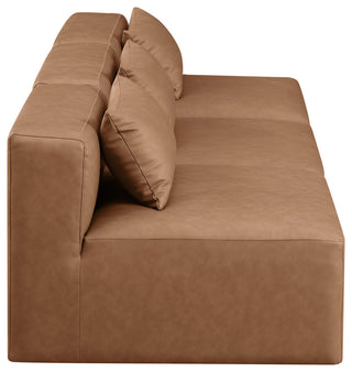Cube Upholstered Modular Sofa, Brown, 3-Piece: 3 Armless Chair, Vegan Leather