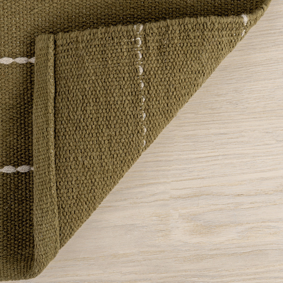 Nightwalk Striped Wool Area Rug, Olive Green 2'6"x8'