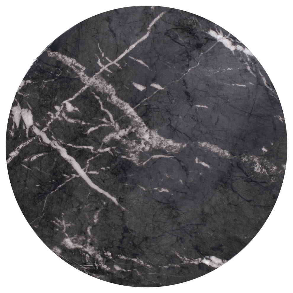 Rue Concrete With Marble Finish Side Table, Black