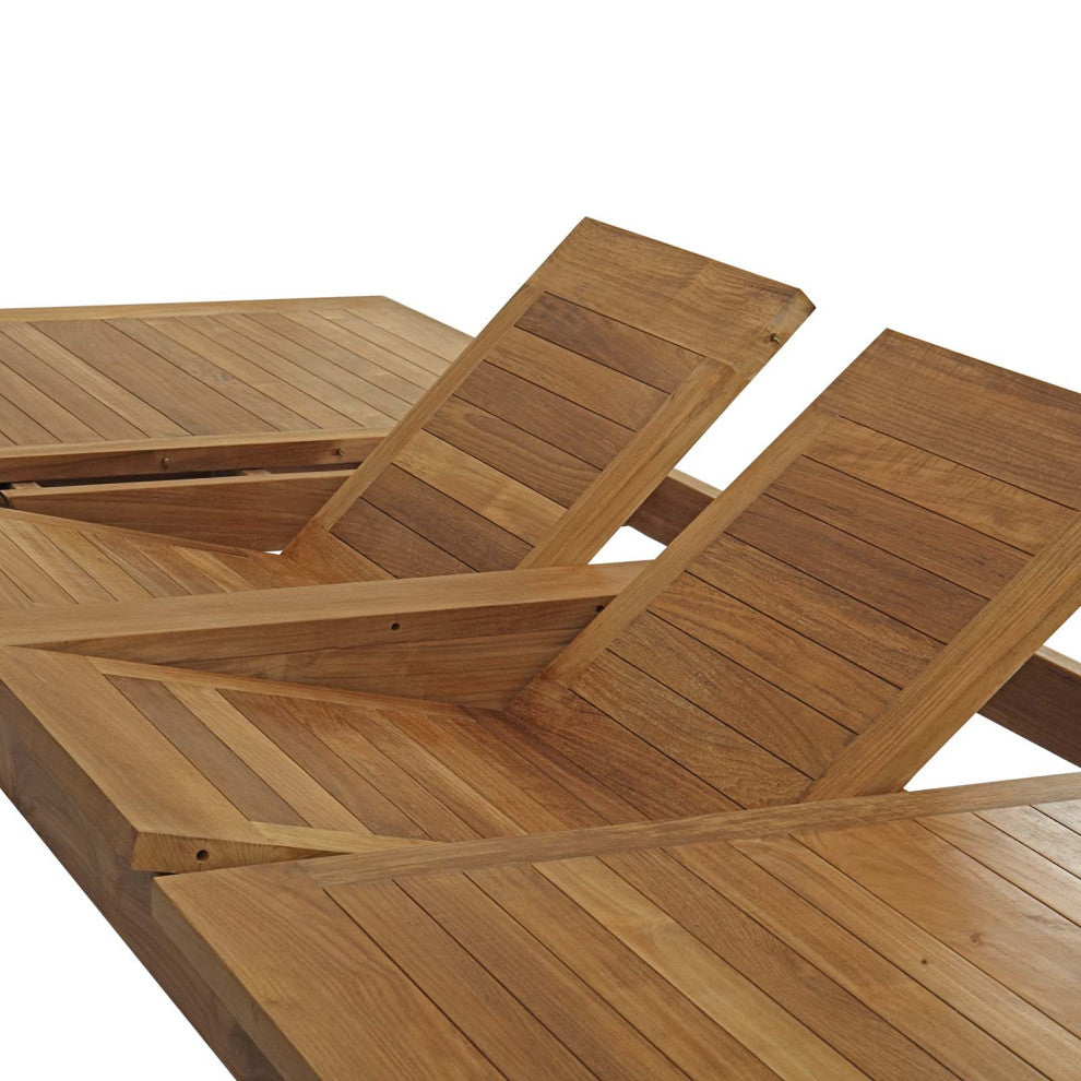 Side Dining Chair and Table Set, Wood, Brown Natural White, Modern, Outdoor