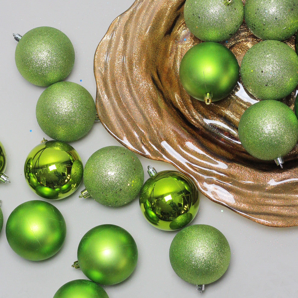 Kiwi Green Shatterproof 4-Finish Christmas Ball Ornaments 3.25", 80mm