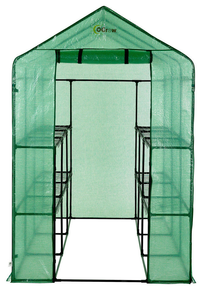 oGrow Extra Large Walk-In 2-Tier 12-Shelf Portable Garden Greenhouse