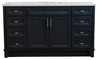 61" Single Sink Vanity, Dark Gray Finish And White Carrara Marble