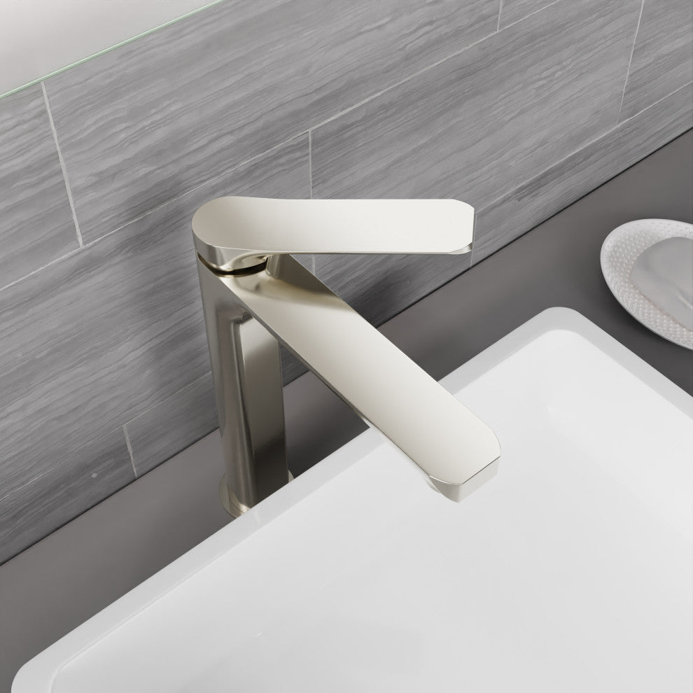 1-Handle Bathroom Vessel Sink Faucet, Brushed Nickel