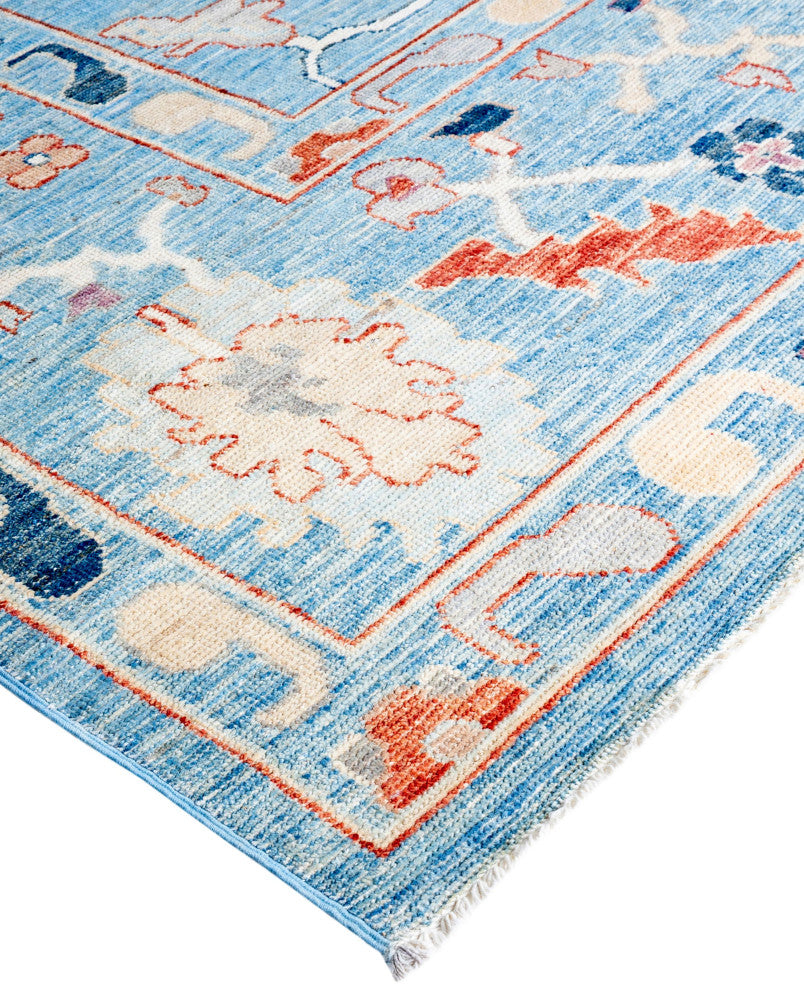 Oushak One-of-a-Kind Hand-Knotted Area Rug Light Blue, 9'2" x 12'8"
