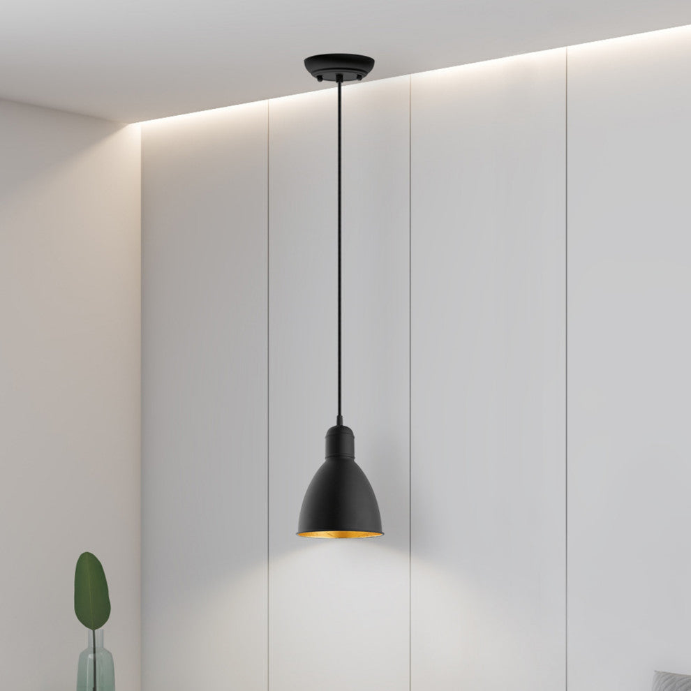 Priddy 2 1-Light Mini Pendant - Black Exterior and Gold Interior Shade