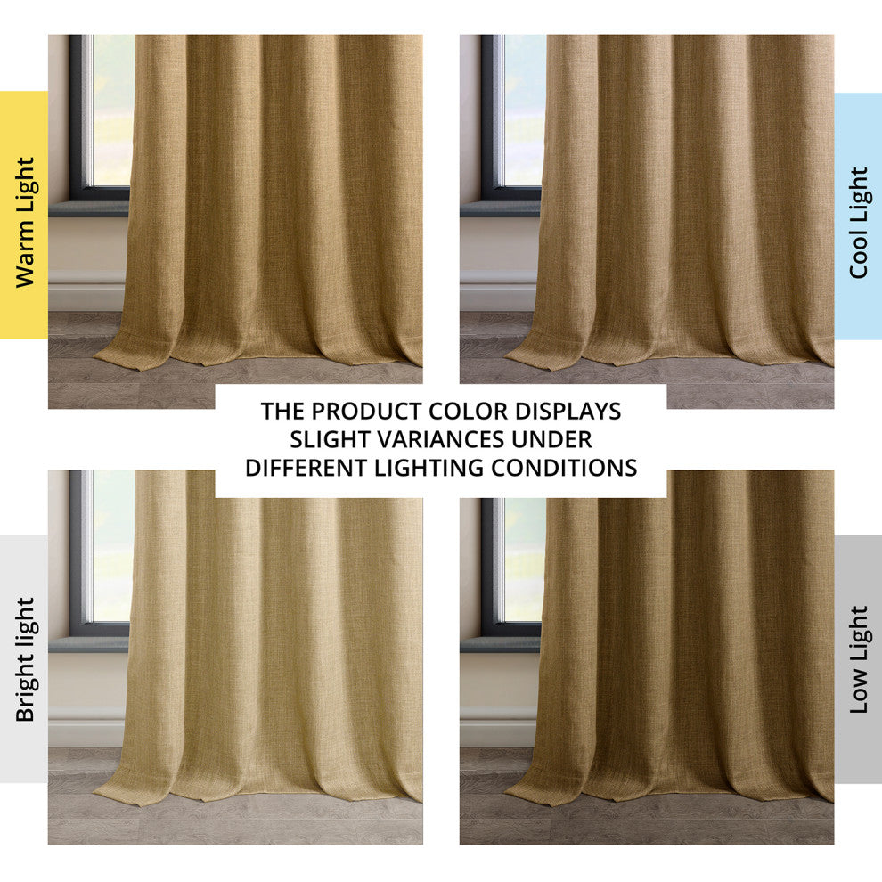 Faux Linen Grommet Room Darkening Curtain Single Panel, Butterscotch, 50w X 96l