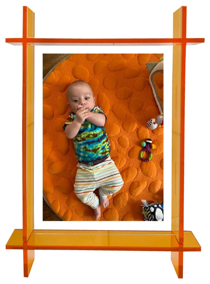 Lucite 8x10 Frame, Neon Orng/Clear