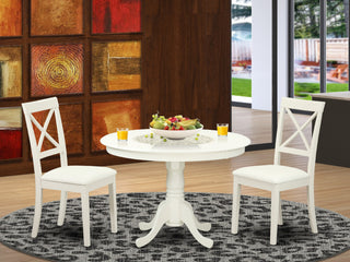3 Pc Kitchen Set, Kitchen Table, 2 Faux Leather Seat Dining Chairs, White