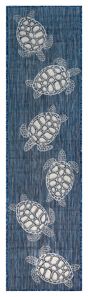 Carmel Seaturtles Indoor/Outdoor Rug, Navy, 1'11"x7'6" Runner