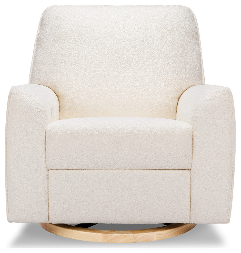 Sunday Power Recliner and Swivel Glider, Chantilly Fleece With Light Wood Base