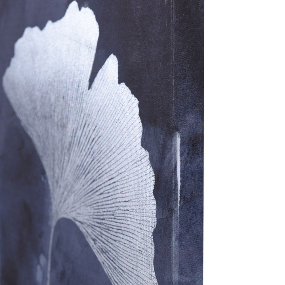 Indigo Shade Leaf Motif Canvas Wall Art, 48"Wx24"H Set of 3