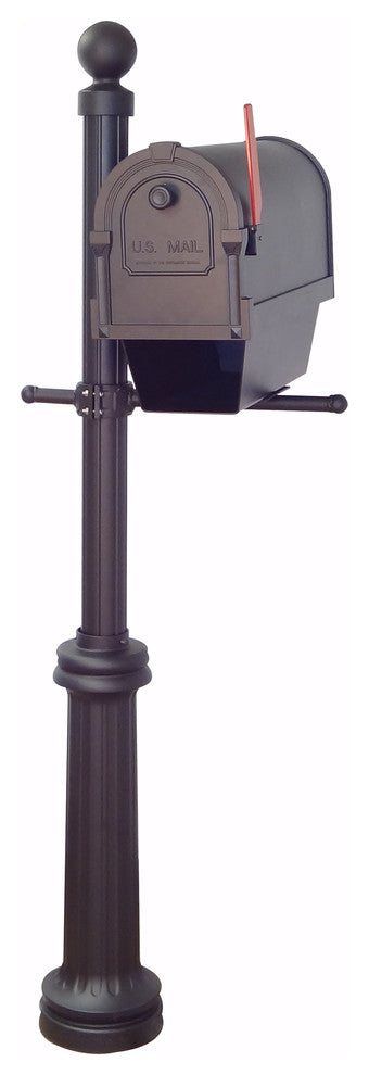 Savannah Curbside Mailbox With Newspaper Tube and Fresno Mailbox Post