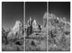 "Rising Red Rocks Black and White" Metal Wall Art, 3 Panels, 36"x28"