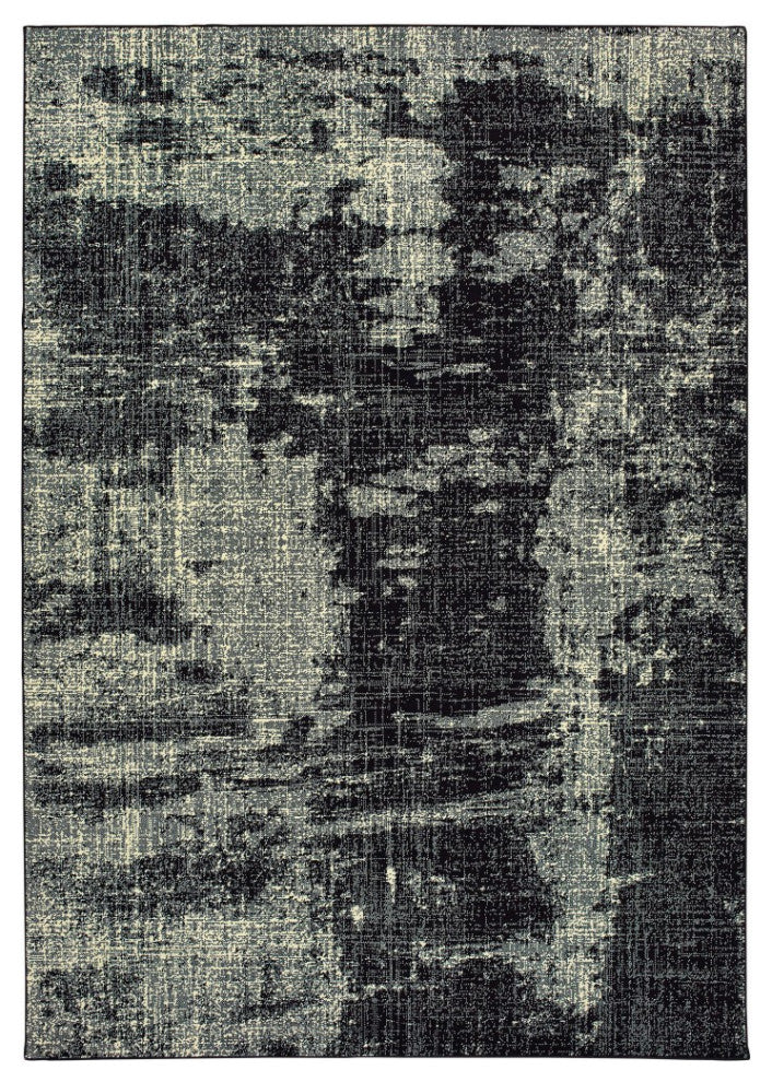 6' X 9' Black Ivory Machine Woven Abstract Indoor Area Rug