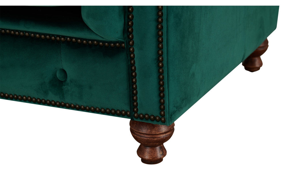 Peyton Sloped Arm Chesterfield Sofa Green Velvet