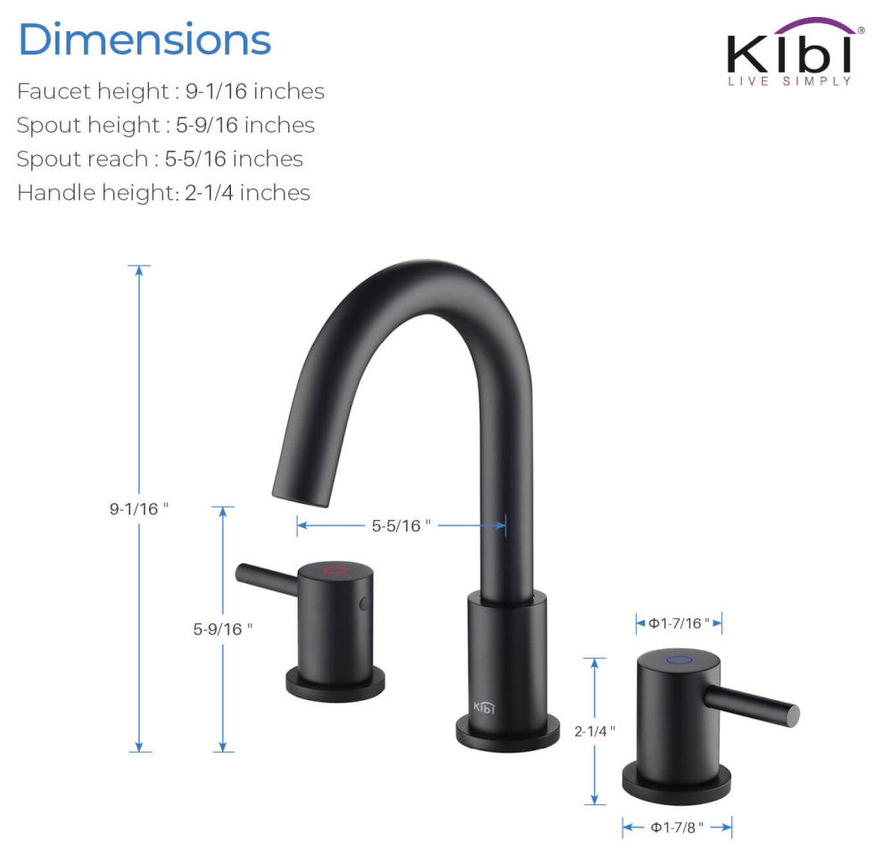 Circular Widespread Sink Faucet With Pop-Up Drain, Matte Black