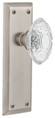 New York Plate Single Dummy Crystal Victorian Knob, Satin Nickel, NYKCVI