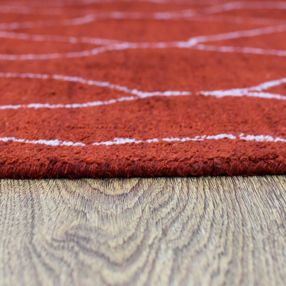 HAND KNOTTED LOOM SILK ECO-FRIENDLY RUG-6'x9',Rectangle,Red White,Contempor